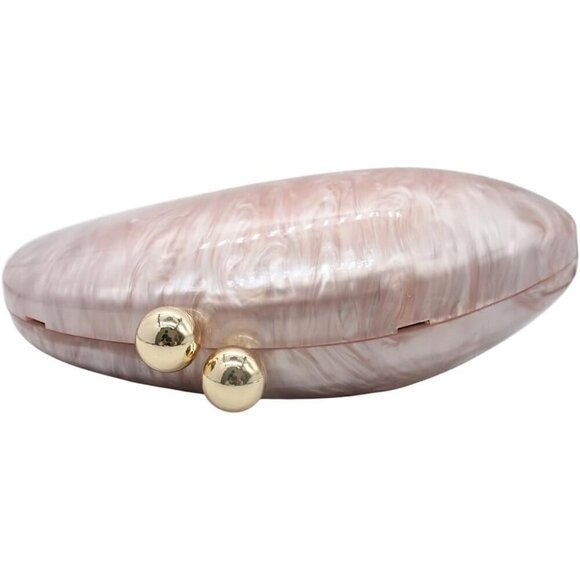 Women White Seashell Chain Shoulder Bag for Acrylic Evening Clutch Glitter Bag